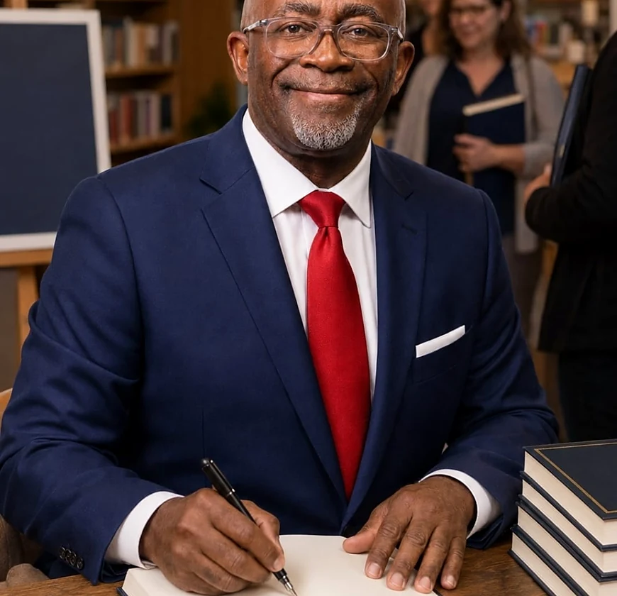 Dr. David Rex Orgen signing a book