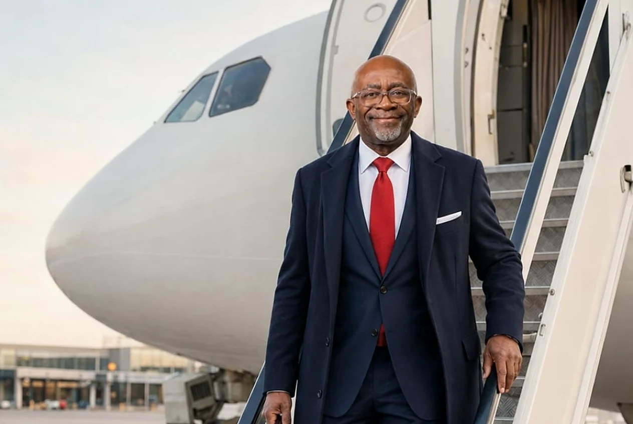 Dr. David Rex Orgen arriving for an international engagement